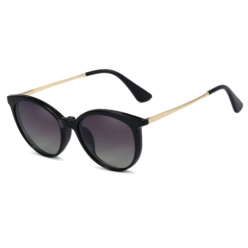 CCSpace Unisex Full Rim Round Cat Eye Tr 90 Titanium Frame Eyeglasses Clip On Sunglasses 48344 Clip On Sunglasses CCspace black