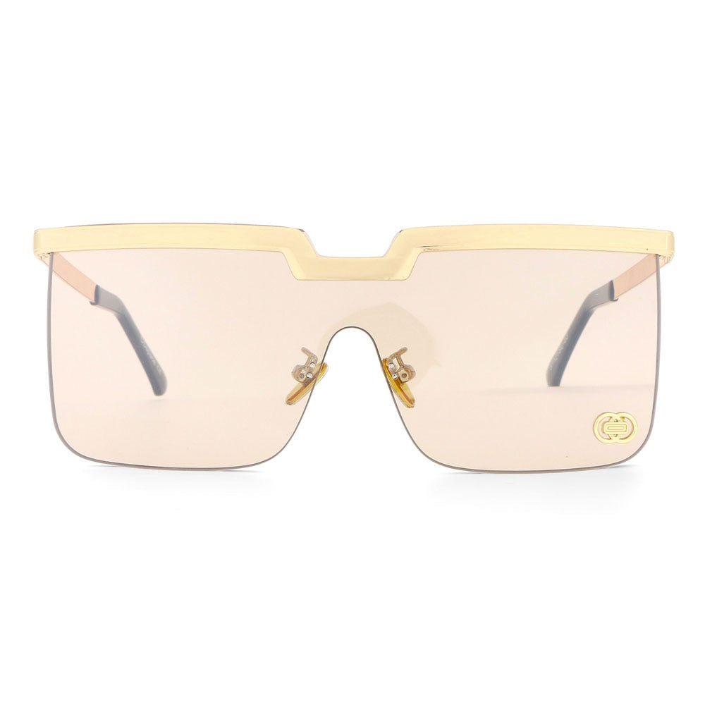 CCSpace Women's Rimless Oversized Square One Lens Alloy Frame Sunglasses 51121 Sunglasses CCspace Sunglasses Champagne 51121SU
