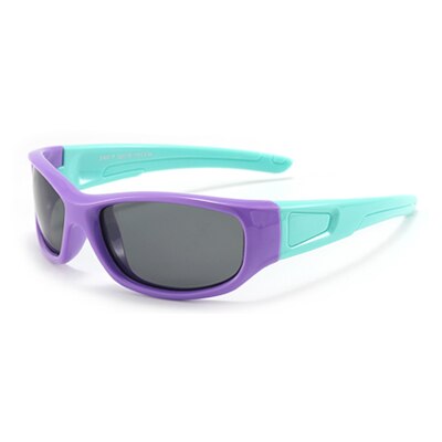 Ralferty Kids' Sunglasses Polarized Flexible Soft Unbreakable K800 Sunglasses Ralferty C34 Purple-Cyan With Glasses Case