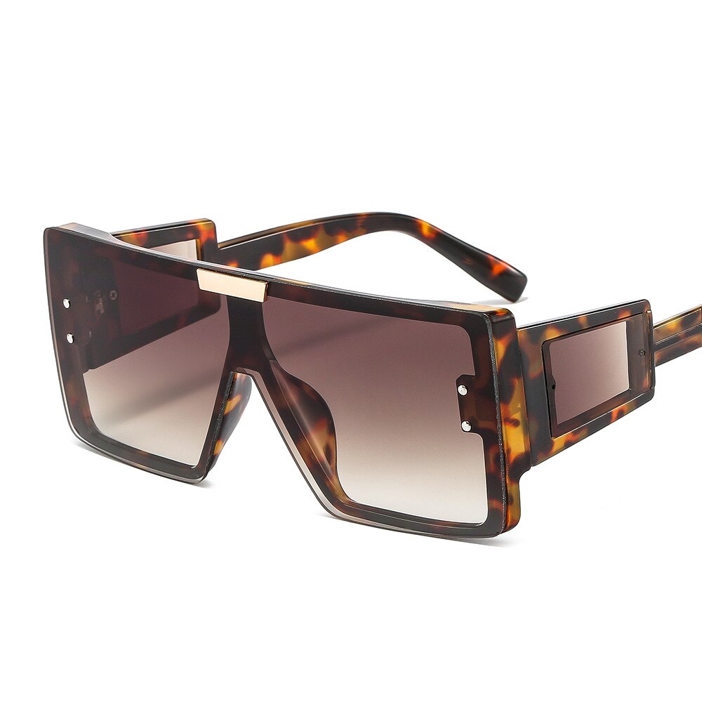 CCSpace Women's Full Rim Oversized Square Resin Frame Sunglasses 46661 Sunglasses CCspace Sunglasses C3Leopard-Brown