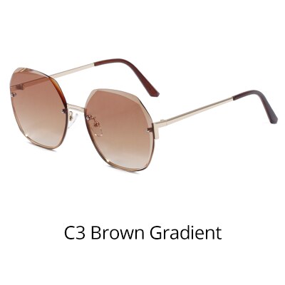 Ralferty Women's Sunglasses Oversize Round Irregular W3006 Sunglasses Ralferty C3 Brown Gradient China As picture