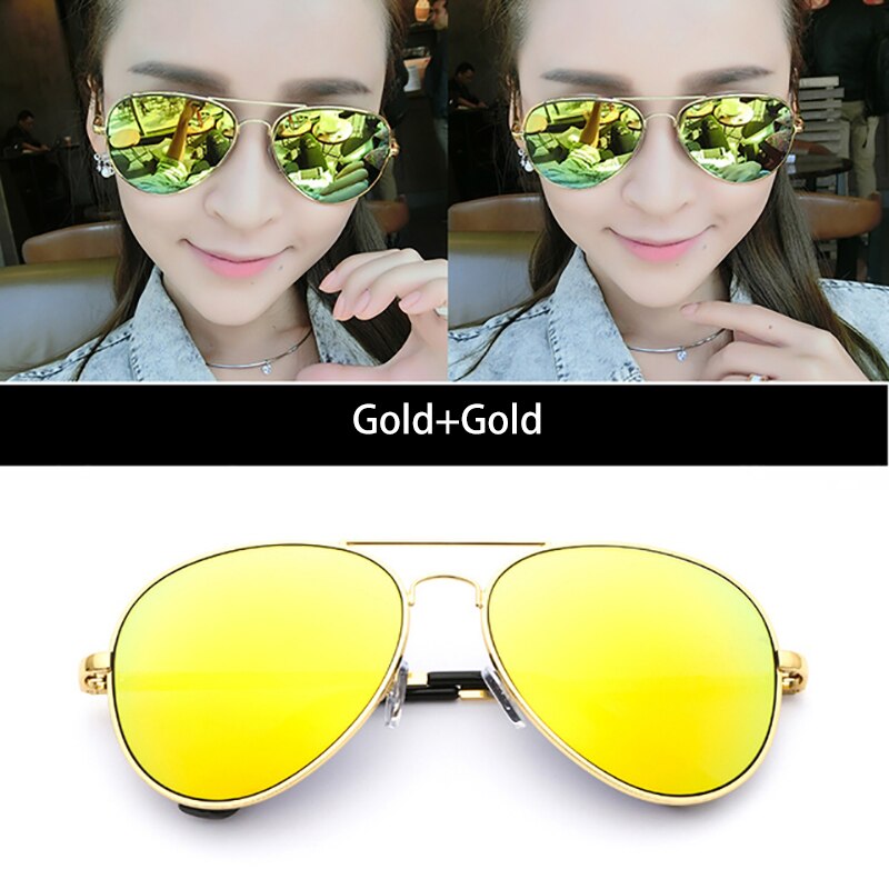 Aidien Unisex Alloy Aviation Myopic Lens Sunglasses Gold Night Vision Purple 6606 Sunglasses Aidien Gold 0