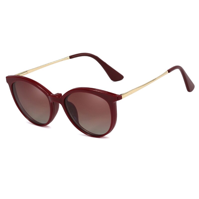 CCSpace Unisex Full Rim Round Cat Eye Tr 90 Titanium Frame Eyeglasses Clip On Sunglasses 48344 Clip On Sunglasses CCspace red