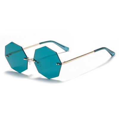 Ralferty Women's Steampunk Polygon Sunglasses WK005 Sunglasses Ralferty C2 Dark Green As picture