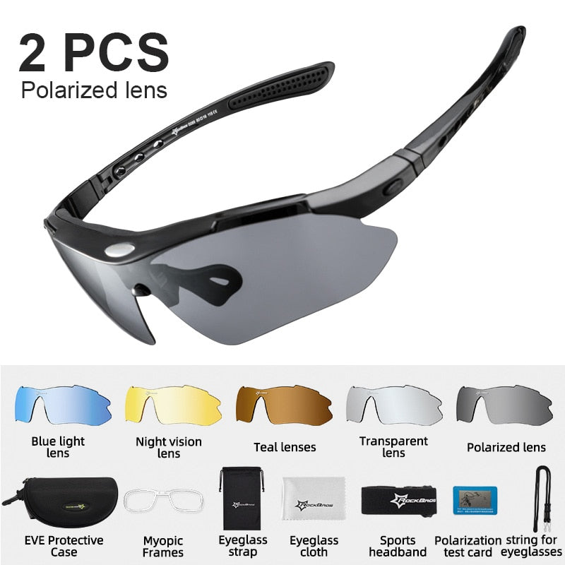 Rockbros Polarized Cycling Glasses 5 Lens Clear Bike Glasses Eyewear Uv400 Outdoor Sport Sunglasses Men Women Cycling Sunglasses RockBros 10003 with 2sets China 5lens or 1lens