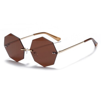 Ralferty Women's Steampunk Polygon Sunglasses WK005 Sunglasses Ralferty C4 Dark Brown As picture