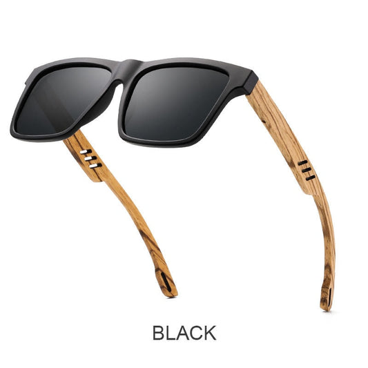 Yimaruili Unisex Full Rim Square  Bamboo/Wooden Frame Polarized Lens Sunglasses 8028 Sunglasses Yimaruili Sunglasses Black
