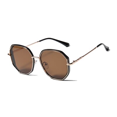 Ralferty Oversized Polygon Women's Sunglasses Big Sunglasses Ralferty C2 Brown