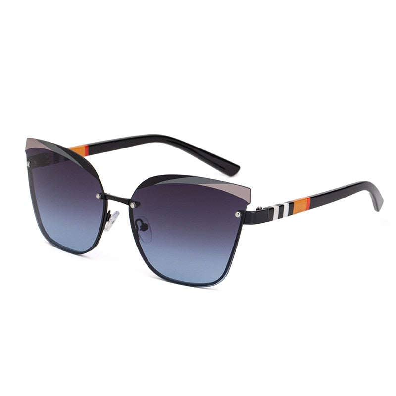 CCSpace Women's Rimless Cat Eye Alloy Frame Sunglasses 49123 Sunglasses CCspace Sunglasses Gray-Blue