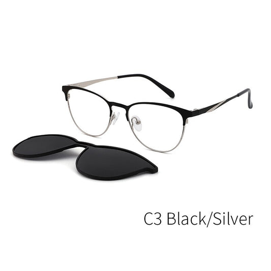 Women's Glasses 2 In 1 Magnet Polarized Clip On Sunglasses Dp33104 Clip On Sunglasses Kansept DP33104C3