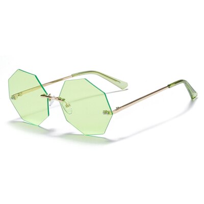 Ralferty Women's Steampunk Polygon Sunglasses WK005 Sunglasses Ralferty C9 Light Green As picture