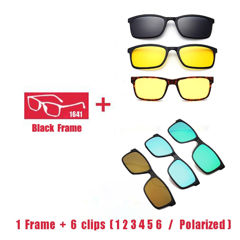 Oveliness Unisex Full Rim Square Tr 90 Titanium Eyeglasses Polarized Clip On Sunglasses 1641 Clip On Sunglasses Oveliness 1F6clips1 2 3 4 5 6