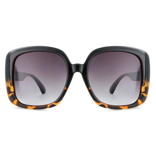 CCSpace Women's Full Rim Oversized Square Resin Frame Sunglasses 53656 Sunglasses CCspace Sunglasses black-leopard