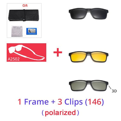 Ralferty Men Eye Glasses Frame Magnet Clip On Sport Sunglasses Women Anti Blue Square Hanging Neck Eyeglass Clip On Sunglasses Ralferty 1Frame 3 Clips 146 Full black frame