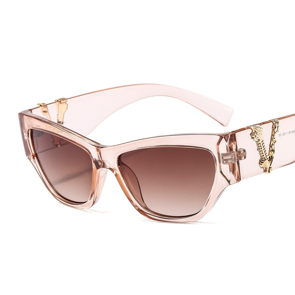 CCSpace Women's Full Rim Cat Eye Resin Frame Sunglasses 46538 Sunglasses CCspace Sunglasses C3Champagne