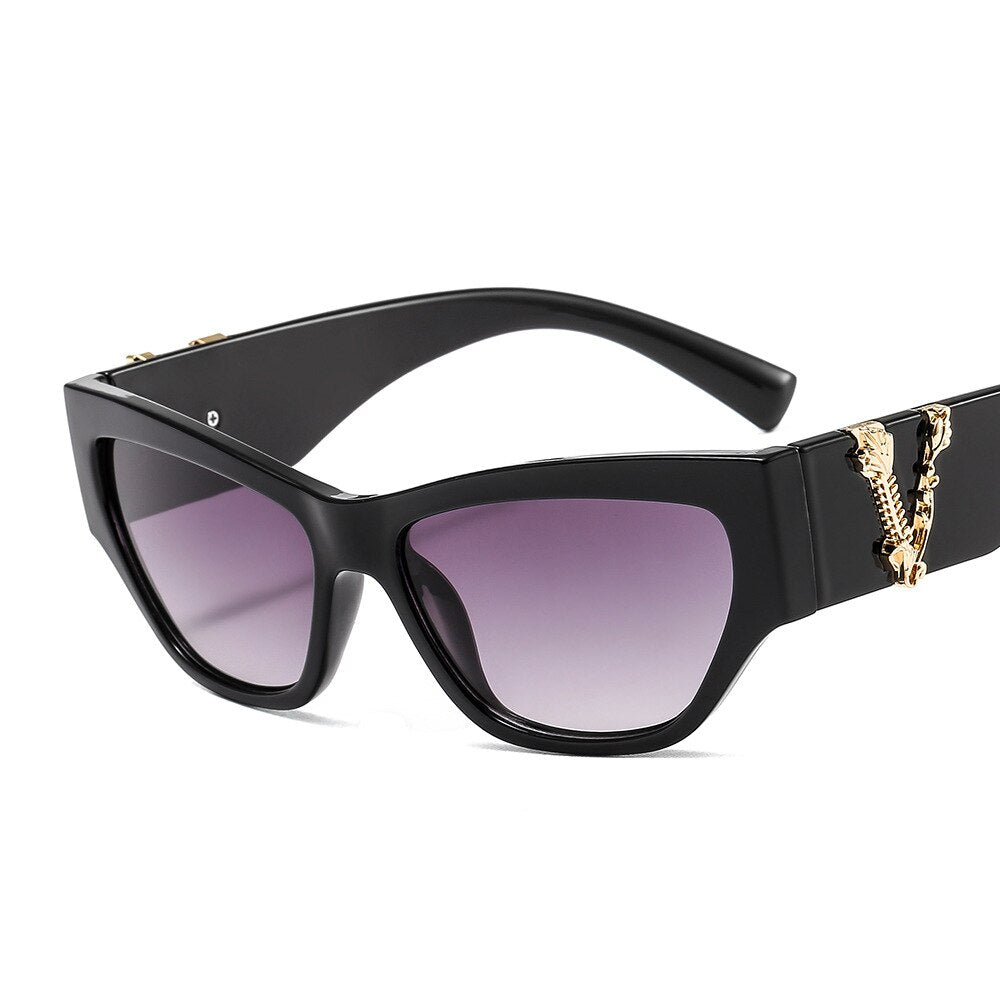 CCSpace Women's Full Rim Cat Eye Resin Frame Sunglasses 46538 Sunglasses CCspace Sunglasses C1Black-Gray