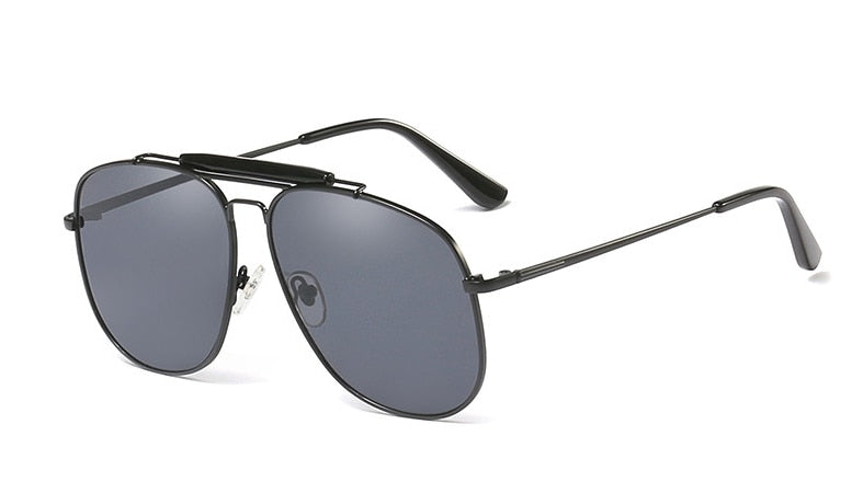 CCspace Women's Full Rim Square Alloy Double Bridge Pilot Frame Sunglasses 45811 Sunglasses CCspace Sunglasses C1 black gray 45811