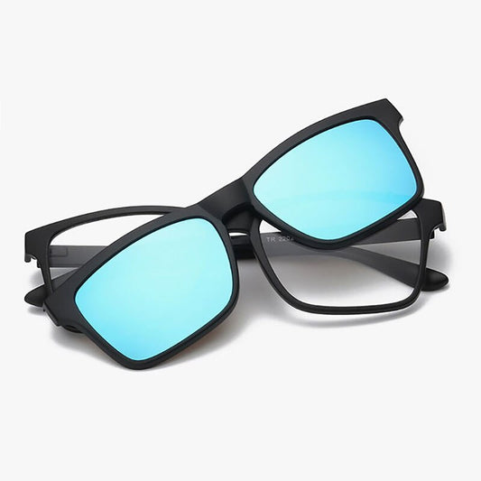 Reven Jate 2202 Polarized Night Vision Sunglasses Clip-On Magnetic Connection For Men And Women Sunwear Polarize Sunglasses Reven Jate Blue