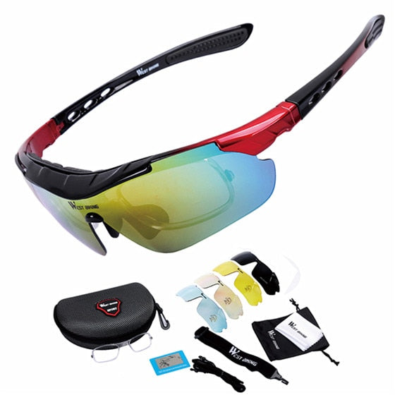 West Biking Unisex Full Rim Acetate Polarized Sport Sunglasses YP0703111AA Sunglasses West Biking Black Red China