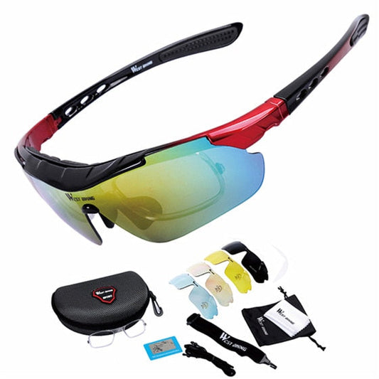 West Biking Unisex Full Rim Acetate Polarized Sport Sunglasses YP0703111AA Sunglasses West Biking Black Red China