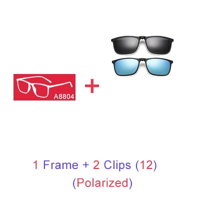 Ralferty Magnetic Sunglasses Men 5 In 1 Polarized Clip On Women Square Sunglases Ultra-Light Night Vision Glasses A8804 Clip On Sunglasses Ralferty 1 Frame 2 Clips 12 Blue Frame
