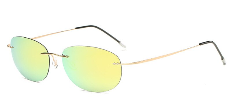 Men's Sunglasses Polarized Mirrored Sport Rimless Titanium Sunglasses Brightzone Gold Rim Gold
