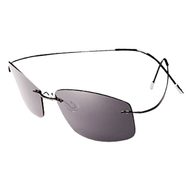 Men's Sunglasses Ultra-light Titanium Polarized Rimless Sunglasses Brightzone Gray