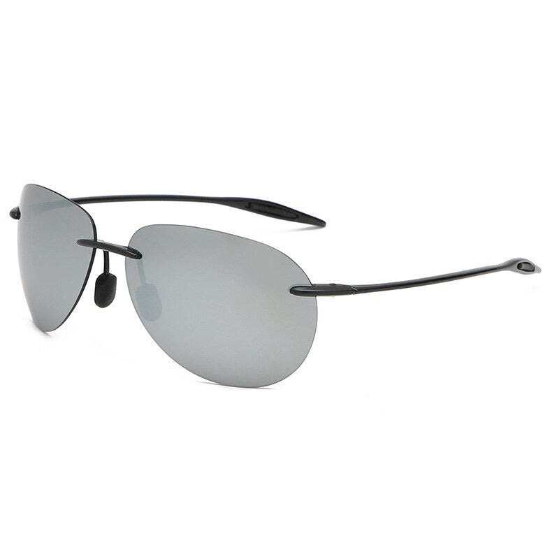 Men's Sunglasses Rimless Ultra-light TR90 Polarized Oversized Sunglasses Brightzone White