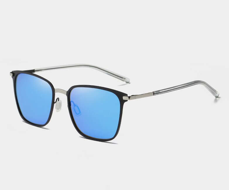 Men's Sunglasses Polarized Metal Tac P0864 Sunglasses Brightzone Silver Blue
