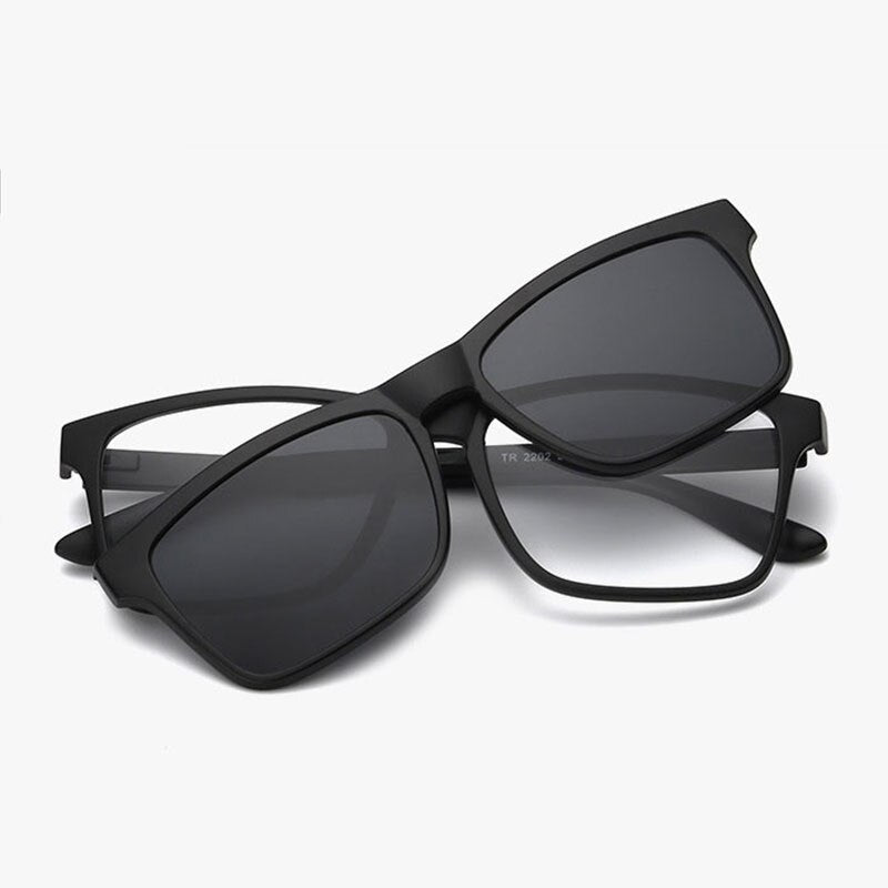 Reven Jate 2202 Polarized Night Vision Sunglasses Clip-On Magnetic Connection For Men And Women Sunwear Polarize Sunglasses Reven Jate Black