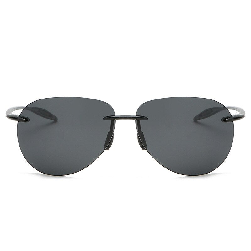 Men's Sunglasses Rimless Ultra-light TR90 Polarized Oversized Sunglasses Brightzone Gray