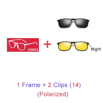 Ralferty Magnetic Sunglasses Men 5 In 1 Polarized Clip On Women Square Sunglases Ultra-Light Night Vision Glasses A8804 Clip On Sunglasses Ralferty 1 Frame 2 Clips 14 Blue Frame