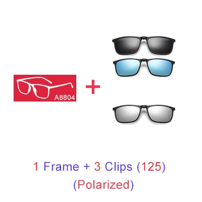Ralferty Magnetic Sunglasses Men 5 In 1 Polarized Clip On Women Square Sunglases Ultra-Light Night Vision Glasses A8804 Clip On Sunglasses Ralferty 1 Frame 3 Clips 125 Blue Frame