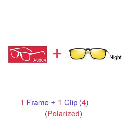 Ralferty Magnetic Sunglasses Men 5 In 1 Polarized Clip On Women Square Sunglases Ultra-Light Night Vision Glasses A8804 Clip On Sunglasses Ralferty 1 Frame Yellow Clip Blue Frame