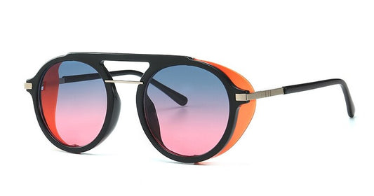 CCspace Unisex Full Rim Round Resin Steampunk Frame Sunglasses 46122 Sunglasses CCspace Sunglasses C2 red