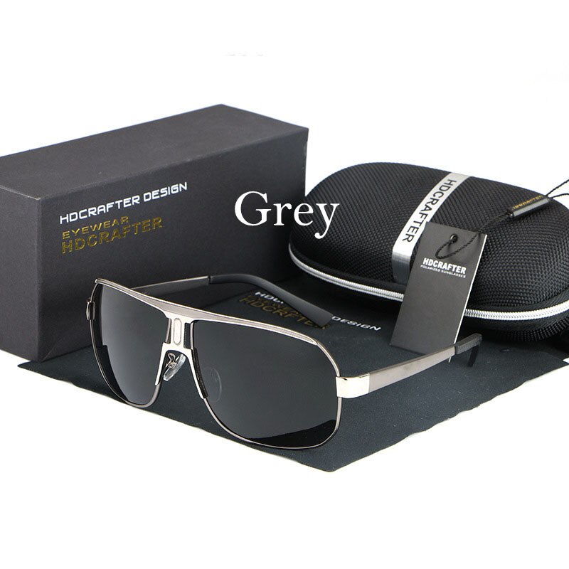 Hdcrafter Men's Full Rim Alloy Rectangle Frame Polarized Sunglasses Le028 Sunglasses HdCrafter Sunglasses Gun