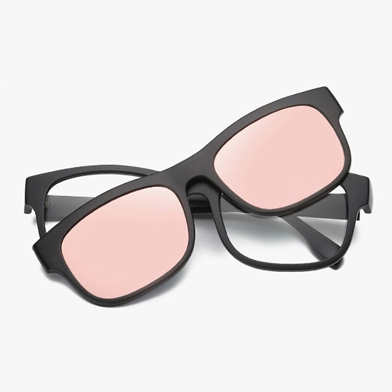 Reven Jate 2203 Plastic Polarized Sunglasses Frame With Magnetic Super Light Mirror Coating Sunglasses Reven Jate Pink