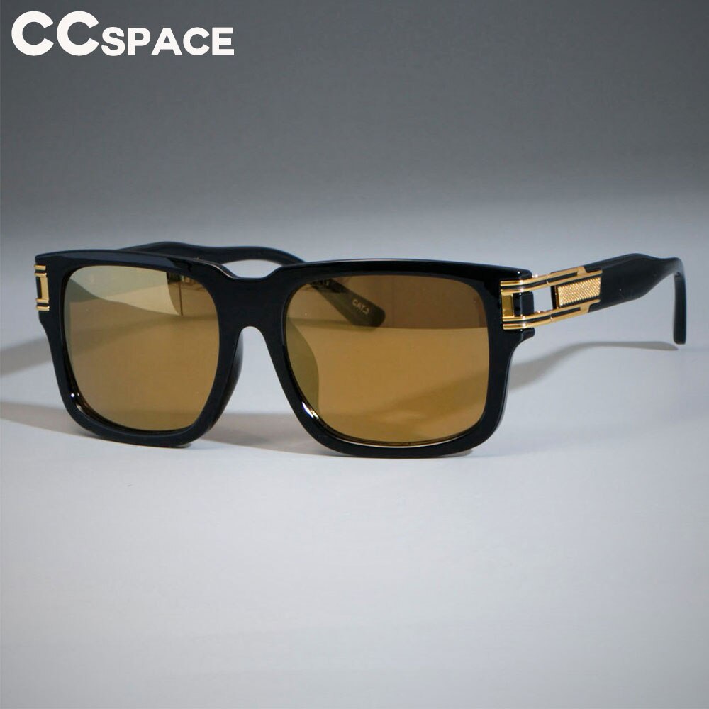 CCSpace Men's Full Rim Oversized Square Resin Frame Sunglasses SU139 Sunglasses CCspace Sunglasses C5 black gold