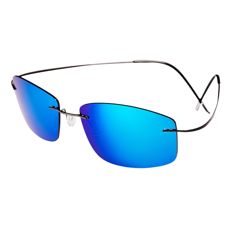 Men's Sunglasses Ultra-light Titanium Polarized Rimless Sunglasses Brightzone Blue