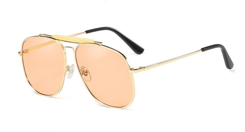CCspace Women's Full Rim Square Alloy Double Bridge Pilot Frame Sunglasses 45811 Sunglasses CCspace Sunglasses C2 champagne 45811