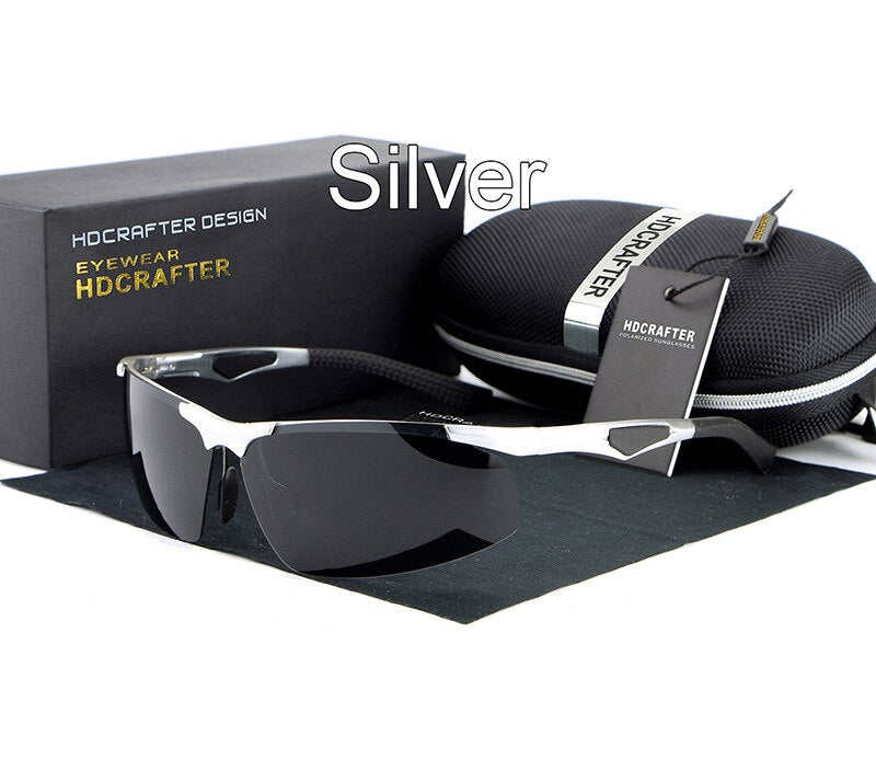Hdcrafter Men's Rimless Aluminum Magnesium Rectangle Frame Polarized Sunglasses E300 Sunglasses HdCrafter Sunglasses Silver