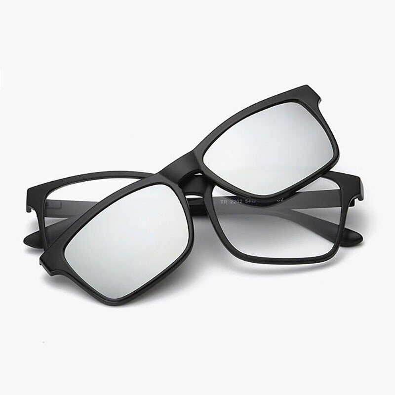 Reven Jate 2202 Polarized Night Vision Sunglasses Clip-On Magnetic Connection For Men And Women Sunwear Polarize Sunglasses Reven Jate Silver