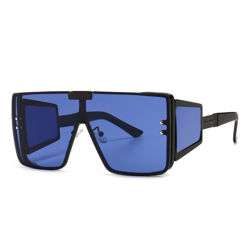 CCSpace Unisex Full Rim Oversized Square One Lens Alloy Frame Sunglasses 46588 Sunglasses CCspace Sunglasses C4Blue