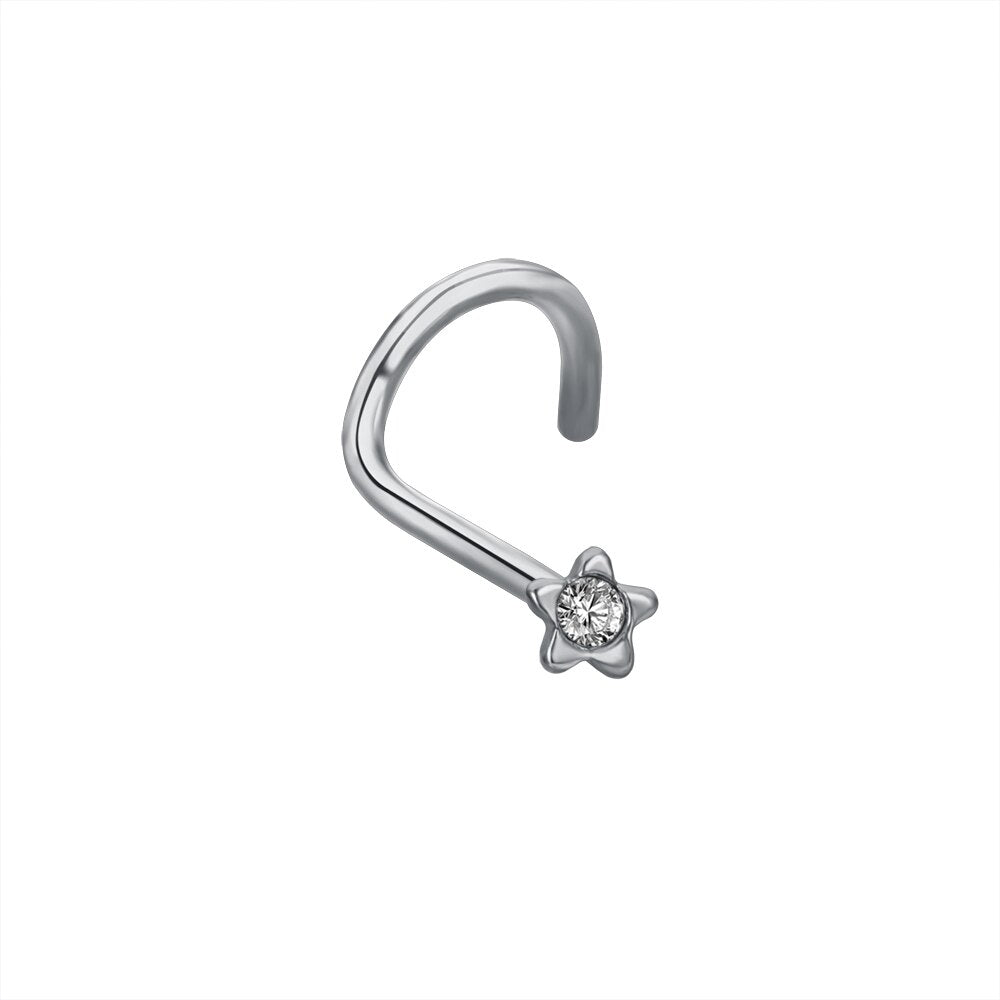 ZS 1PC 6 Styles Punk Cat Bent Nose Stud With CZ Women&#39;s Skull Crystal Septum Piercing Surgical Hook Nostril Piercings Jewelry - YourStore