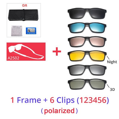 Ralferty Men Eye Glasses Frame Magnet Clip On Sport Sunglasses Women Anti Blue Square Hanging Neck Eyeglass Clip On Sunglasses Ralferty 1Frame6 Clips 123456 Full black frame