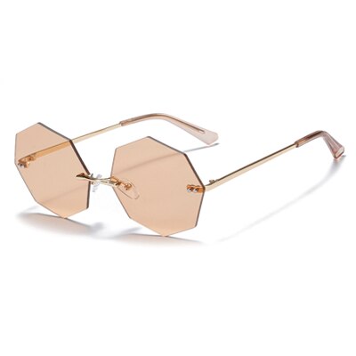 Ralferty Women's Steampunk Polygon Sunglasses WK005 Sunglasses Ralferty C5 Light Brown As picture