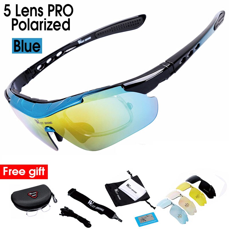 West Biking Unisex Full Rim Rectangle Acetate Polarized Sport Sunglasses YP0703111-135-136 Sunglasses West Biking 111 Blue 5Lens China