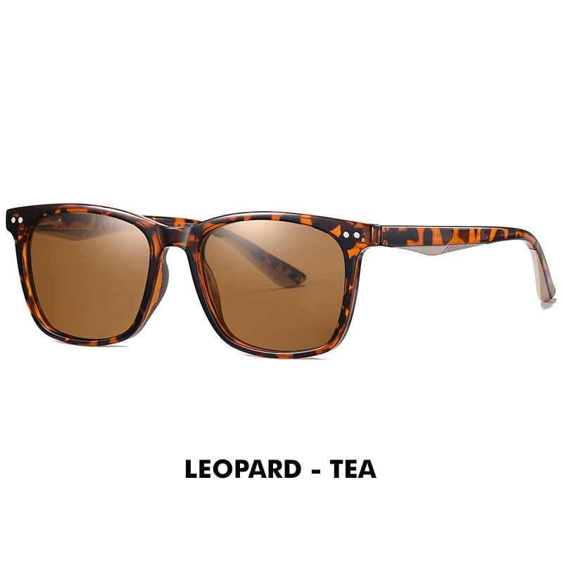 Lm Unisex Full Rim Square TR 90 Titanium Frame Polarized Sunglasses WLM3399 Sunglasses Lm Leopard-Tea