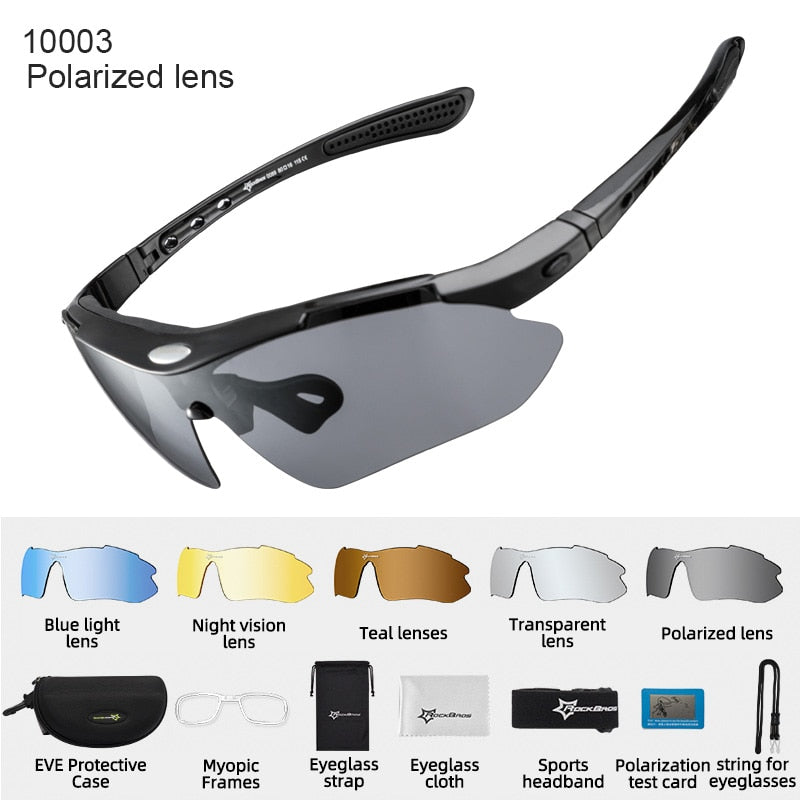 Rockbros Polarized Cycling Glasses 5 Lens Clear Bike Glasses Eyewear Uv400 Outdoor Sport Sunglasses Men Women Cycling Sunglasses RockBros 10003 China 5lens or 1lens