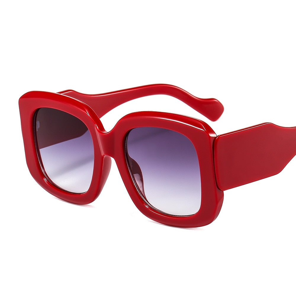 CCSpace Women's Full Rim Oversized Square Resin Wide Leg Frame Sunglasses 46633 Sunglasses CCspace Sunglasses C2Red